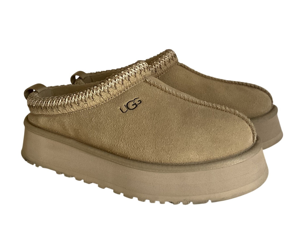 UGG Tasman Slippers Women’s Size 7 Chestnut Suede Platform Slip On Shearling